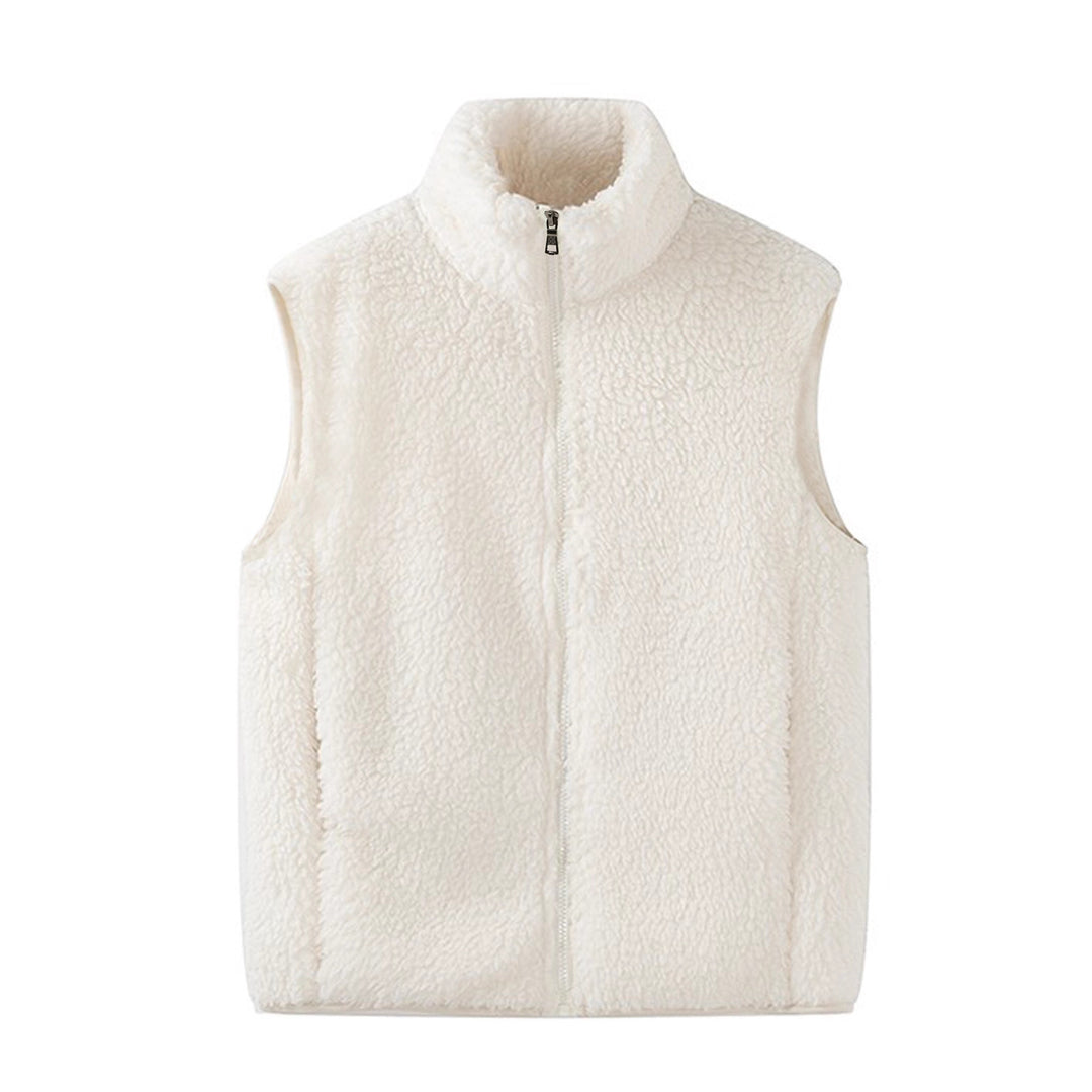 Damen Ärmellose Sherpa-Fleece-Weste mit hohem Stehkragen und Reißverschluss Nord Taschen