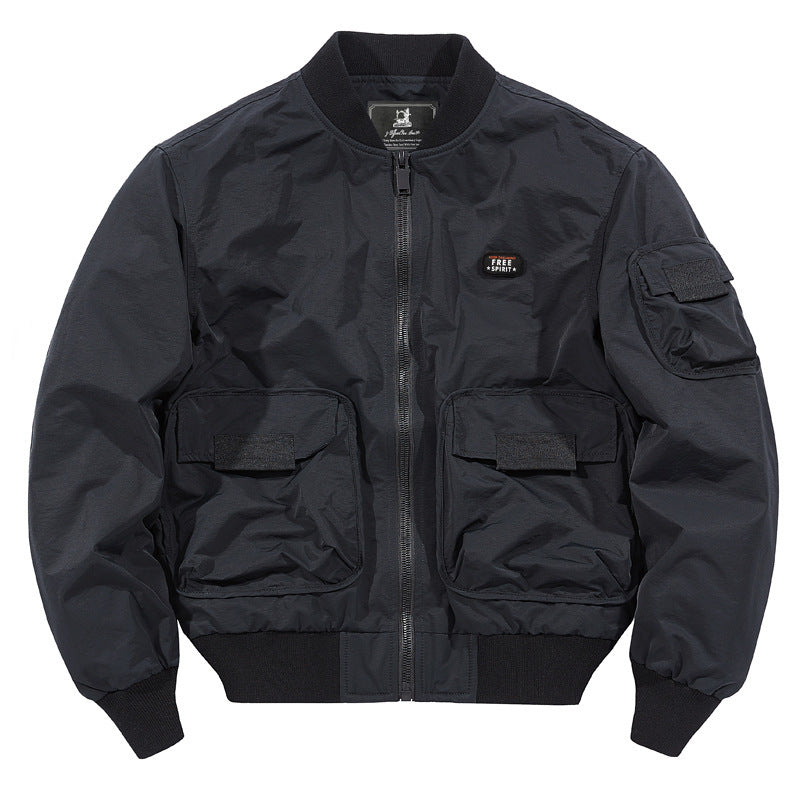 Herren leichter Nylon-Bomber im Utility-Look mit Mehrfachtaschen und Rippbündchen Nord Taschen