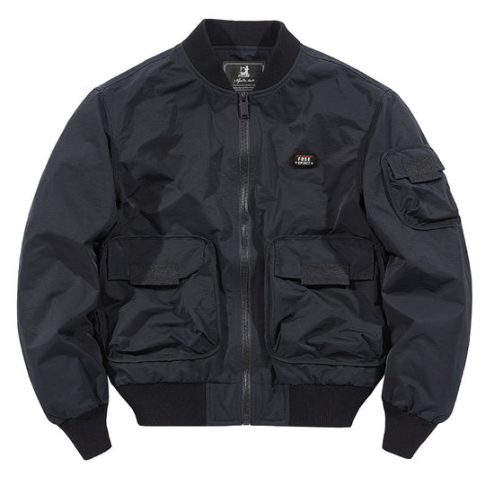 Herren leichter Nylon-Bomber im Utility-Look mit Mehrfachtaschen und Rippbündchen Nord Taschen