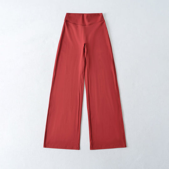 Damen Weite High Waist Loungehose aus Stretchjersey mit fließendem Schlag Nord Taschen