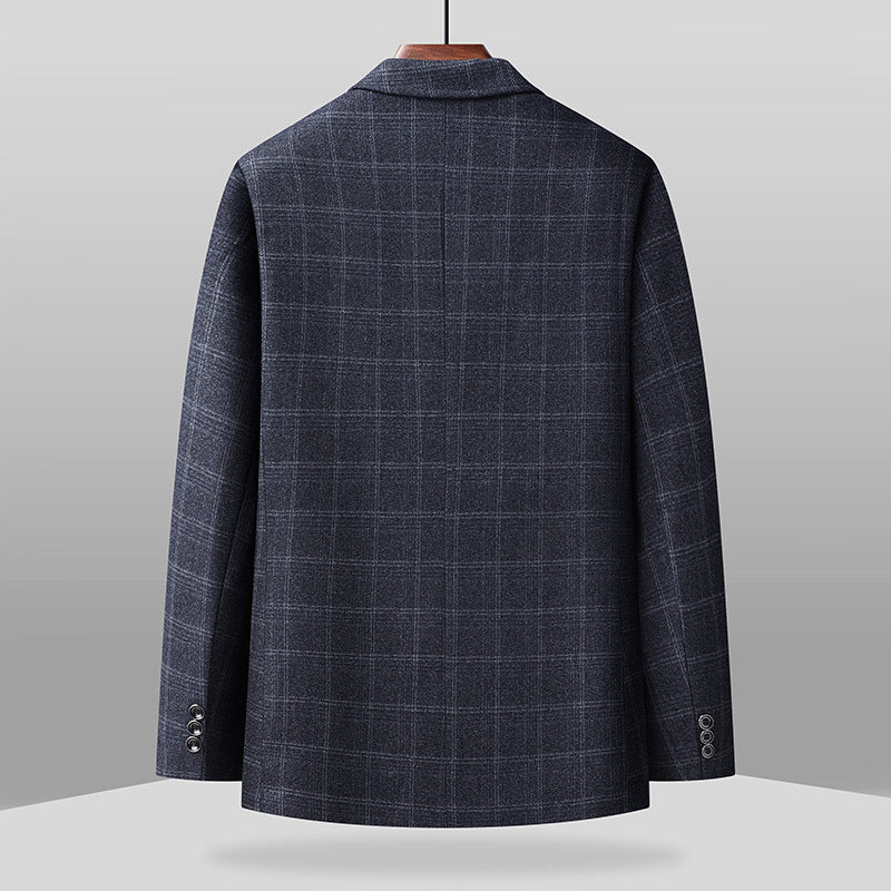 Herren Karierter Business-Blazer aus Wollmix mit leichtem Stretch und aufgesetzten Taschen Nord Taschen