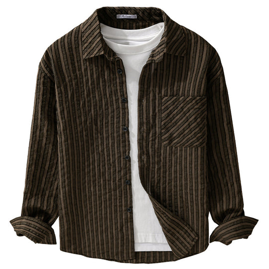 Herren Strukturierter Cord-Overshirt im Relaxed-Fit mit aufgesetzter Brusttasche Nord Taschen