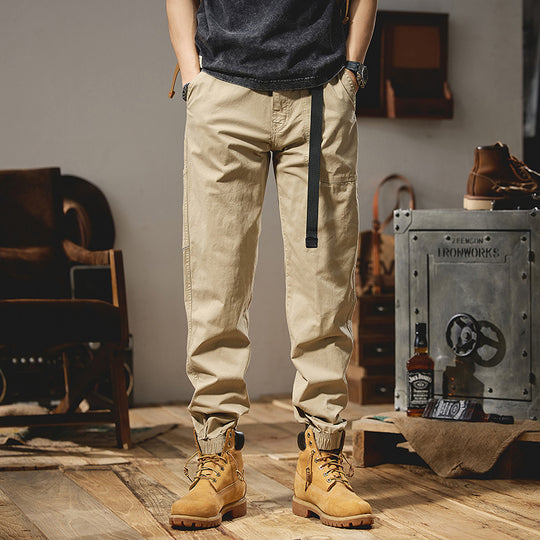 Herren Military-inspirierte Tapered-Cargo-Jogger aus robustem Baumwoll-Twill mit integriertem Webgurt und geripptem Knöchelabschluss Nord Taschen