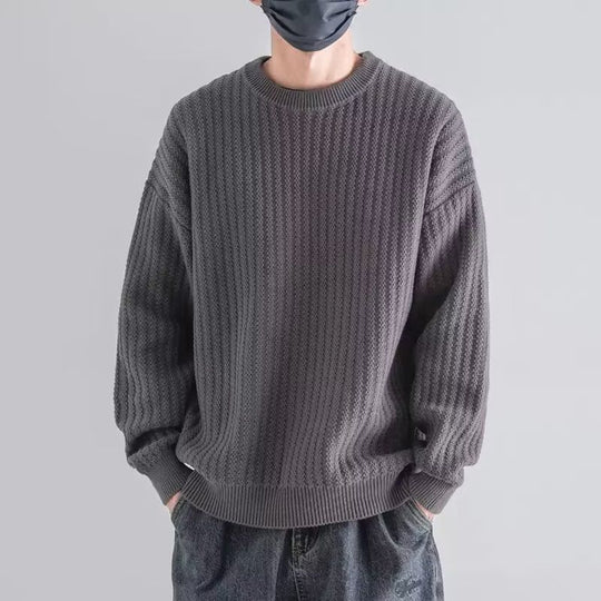 Herren Gemütlicher Grobstrickpullover mit Rundhalsausschnitt Nord Taschen