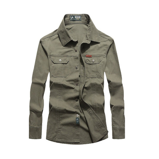 Herren robustes Canvas-Overshirt mit Brustpattentaschen, Hemdkragen und Utility-Details Nord Taschen