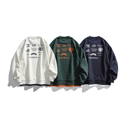 Unisex Oversize-Sweatshirt mit großflächigem Rückenprint, Lagenoptik und gerippten Bündchen Nord Taschen