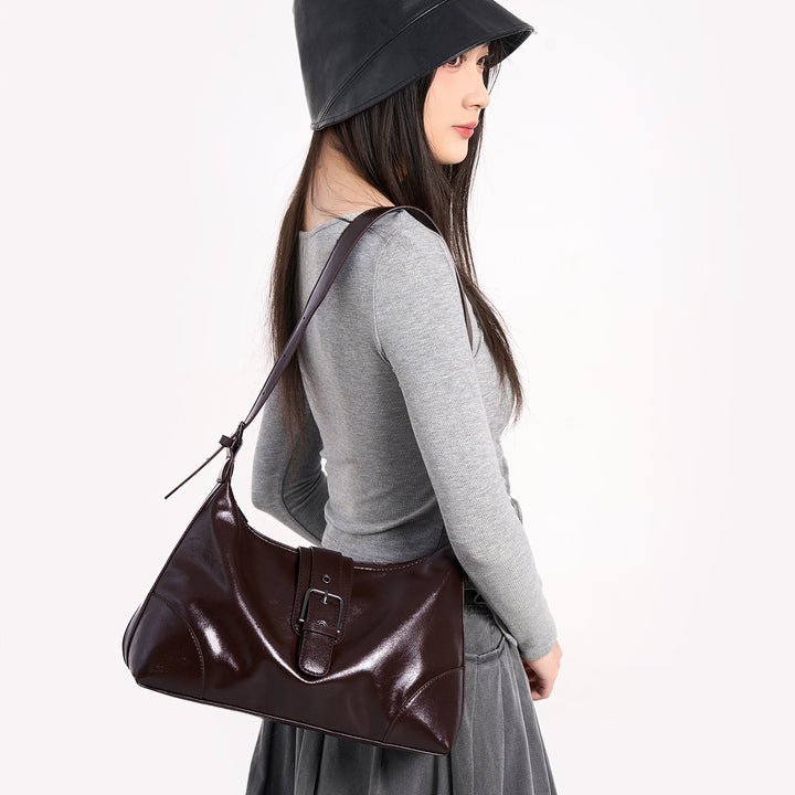 Damen Schultertasche mit eleganter Schnalle und hochwertigem Kunstleder Nord Taschen