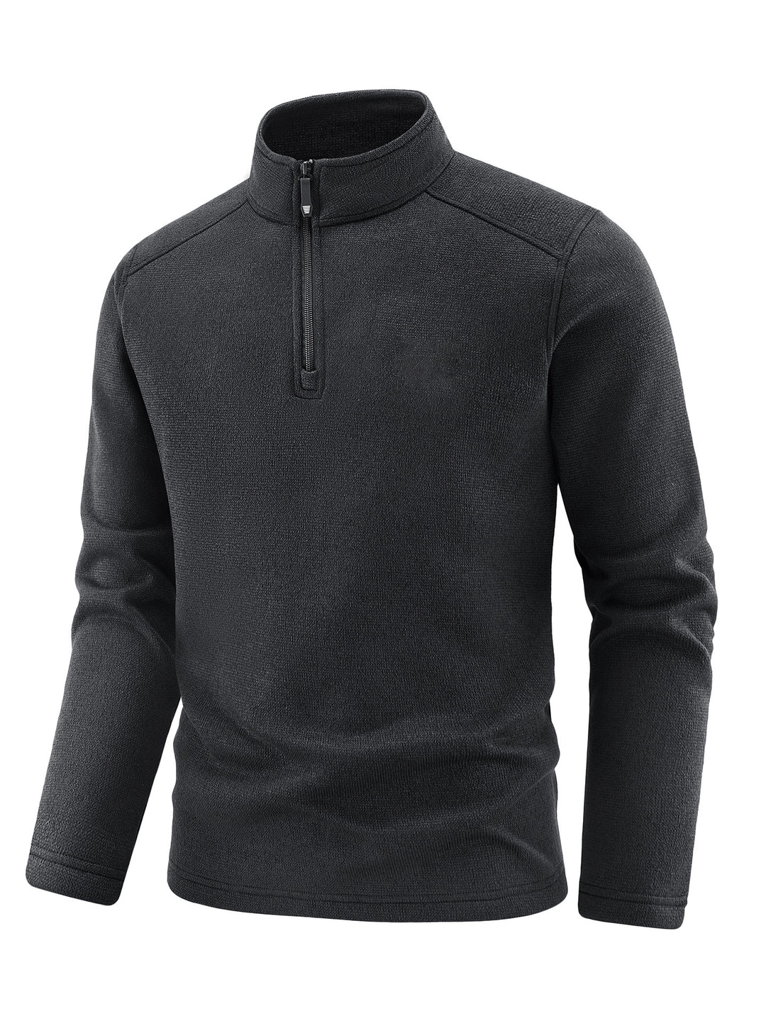 Herren Thermischer Strick-Fleecepullover mit halbem Reißverschluss und Stehkragen Nord Taschen