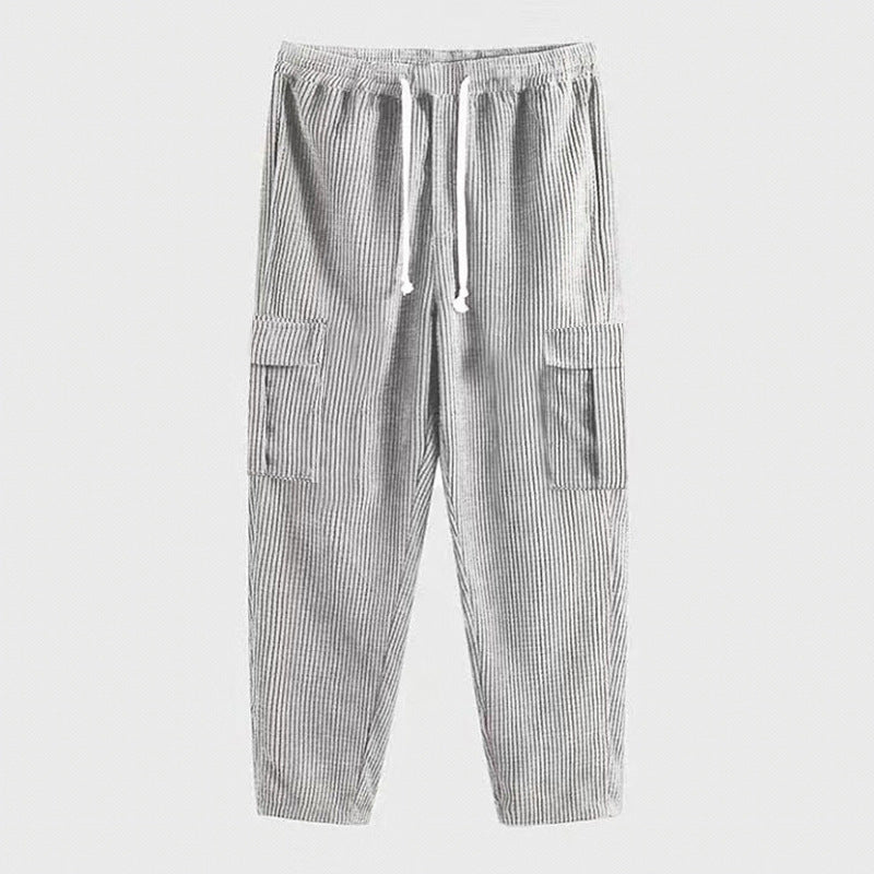 Herren Cordhose im Cargo-Stil mit Kordelzug und aufgesetzten Taschen Nord Taschen