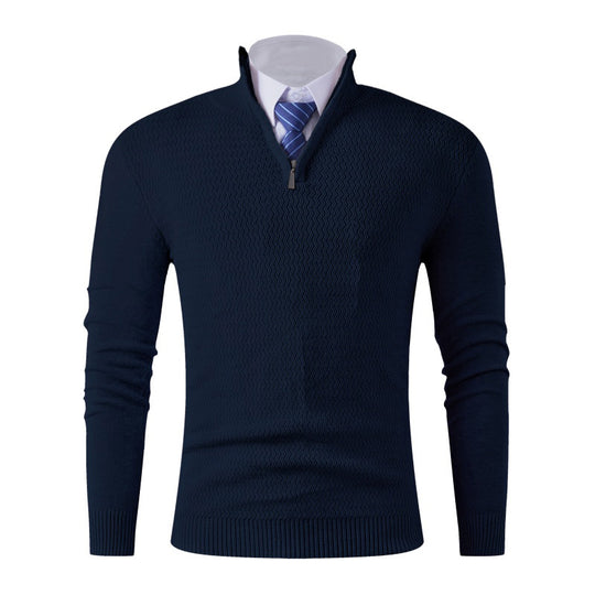 Herren Slim-Fit Feinstrickpullover mit Halbzip und strukturierter Wellenoptik Nord Taschen
