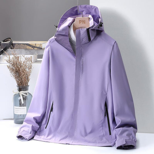 Damen leichte wasserabweisende Kapuzenjacke mit atmungsaktiver Membran und verdecktem Reißverschluss Nord Taschen