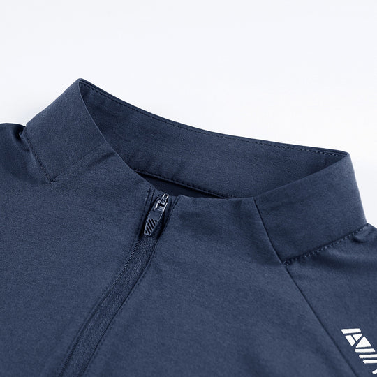 Herren Sportliches Langarm-Halbzip-Laufshirt mit Stehkragen und Funktionsmaterial Nord Taschen