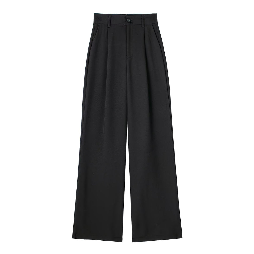 Damen Weite Highwaist-Bundfaltenhose mit Bügelfalte und seitlichen Eingrifftaschen Nord Taschen
