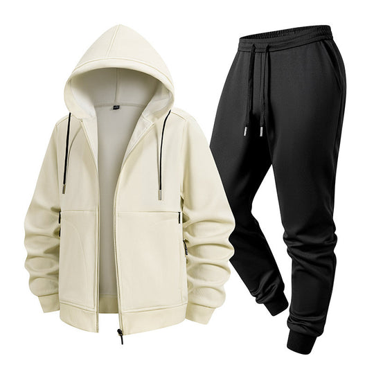 Herren Zweiteiliges Kapuzen-Trainingsset aus Thermofleece mit Reißverschluss-Hoodie und konischer Jogginghose Nord Taschen