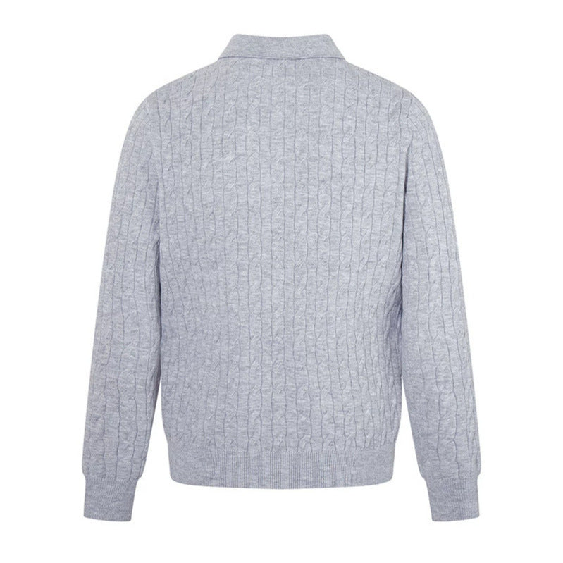 Herren Strick-Polo mit Zopfstrickmuster, Hemdkragen und Knopfleiste Nord Taschen