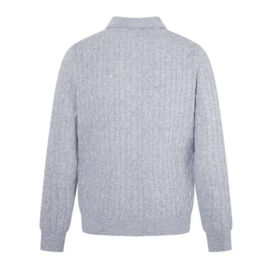 Herren Strick-Polo mit Zopfstrickmuster, Hemdkragen und Knopfleiste Nord Taschen