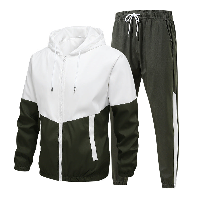 Herren Zweiteiliges Trainingsset mit Kapuzen-Windbreaker und tapered Jogginghose Nord Taschen