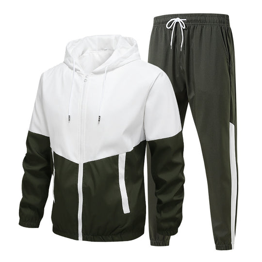 Herren Zweiteiliges Trainingsset mit Kapuzen-Windbreaker und tapered Jogginghose Nord Taschen