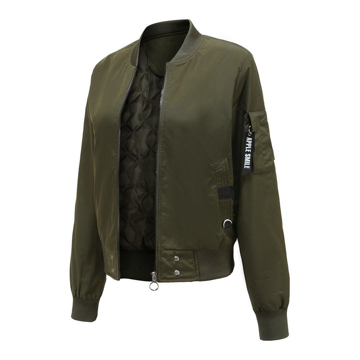 Damen modische Bomberjacke mit praktischen Taschen und seitlichen Einsätzen