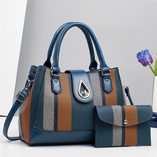 Damen hochwertige Handtasche mit luxuriösem Streifenmuster Nord Taschen