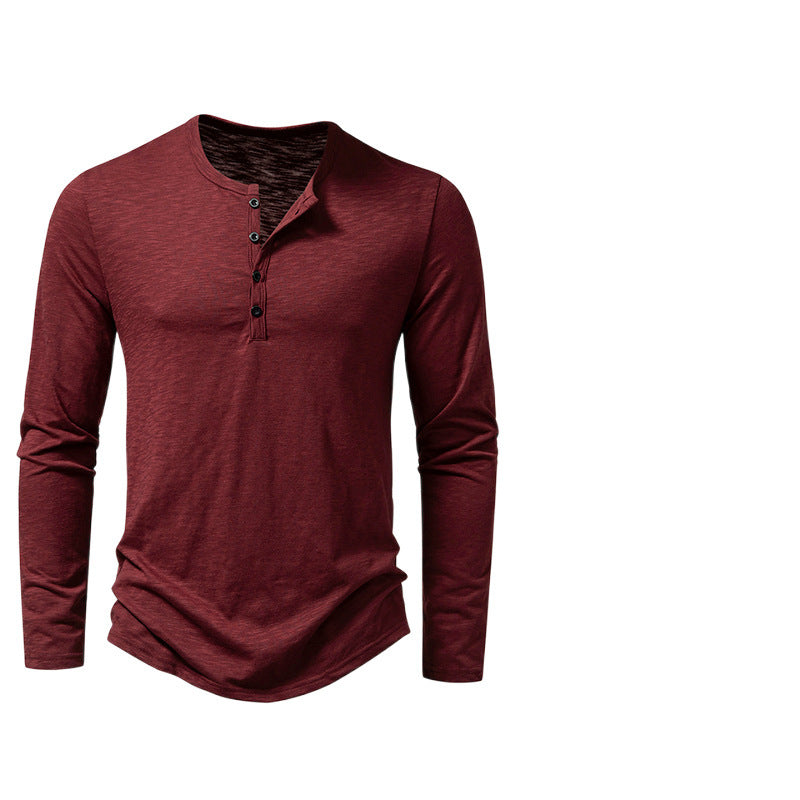 Herren Feinstrick-Henley mit Rundhalsausschnitt, verdeckter Knopfleiste und figurbetonter Passform Nord Taschen