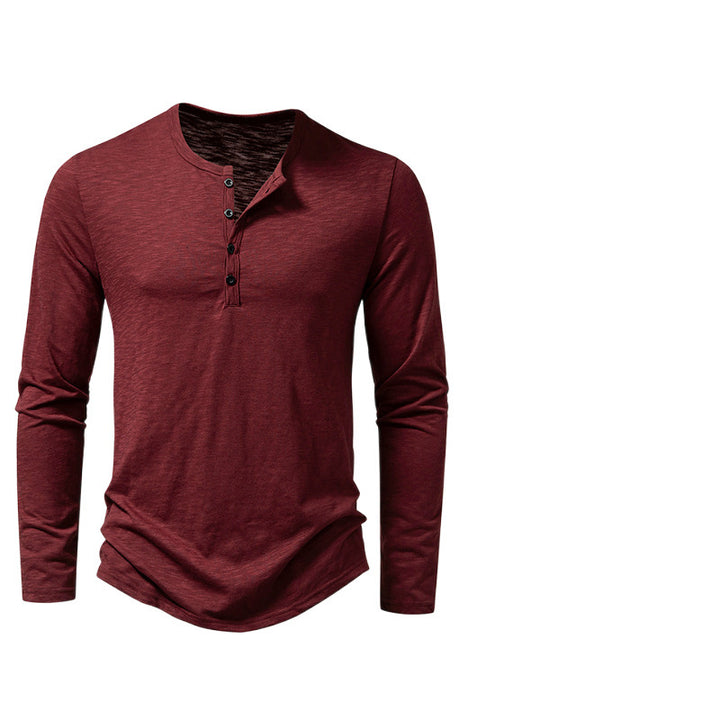 Herren Feinstrick-Henley mit Rundhalsausschnitt, verdeckter Knopfleiste und figurbetonter Passform Nord Taschen