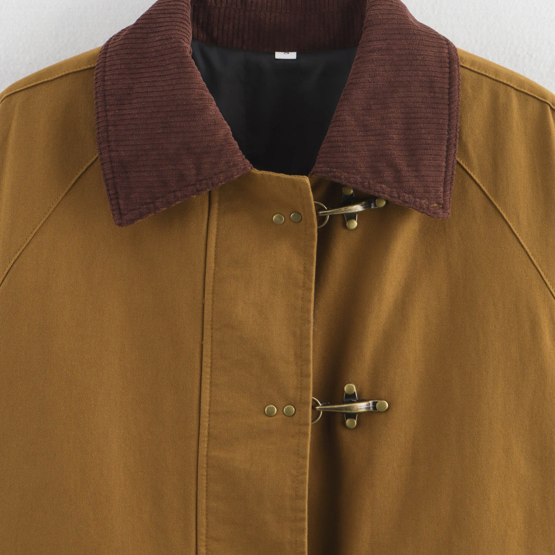 Damen Boxy Fieldjacke mit Cordkragen, Knebelverschlüssen und großen Klappentaschen Nord Taschen