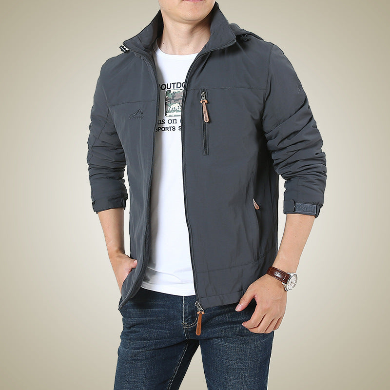 Herren Atmungsaktive Minimalistische Softshell‑Fieldjacke mit Stehkragen und Brustzip Nord Taschen