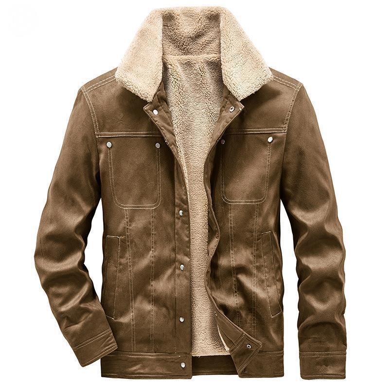 Herren Teddygefütterte Canvasjacke im Pilotenstil mit Kontrastnähten Nord Taschen