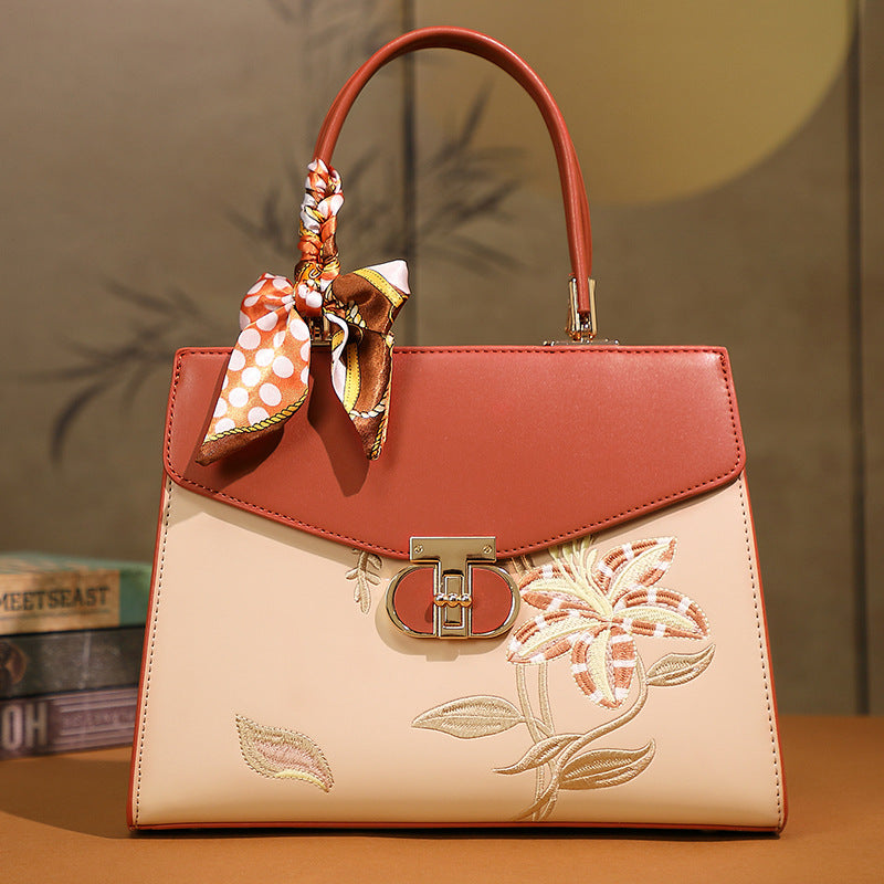 Damen elegante Handtasche mit floralem Stickdesign Nord Taschen
