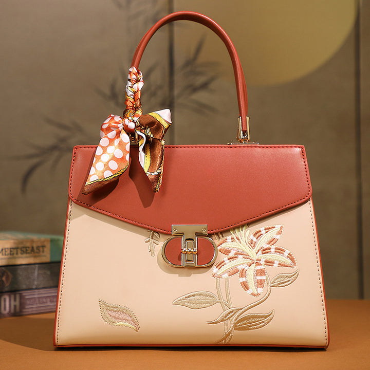 Damen elegante Handtasche mit floralem Stickdesign Nord Taschen