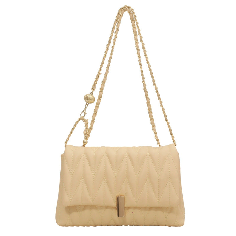 Damen elegante Umhängetasche mit Steppdesign und goldenen Akzenten Nord Taschen
