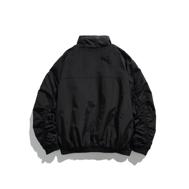 Unisex Leichte Nylon‑Bomberjacke mit Stehkragen, durchgehendem Reißverschluss und elastischem Saum Nord Taschen