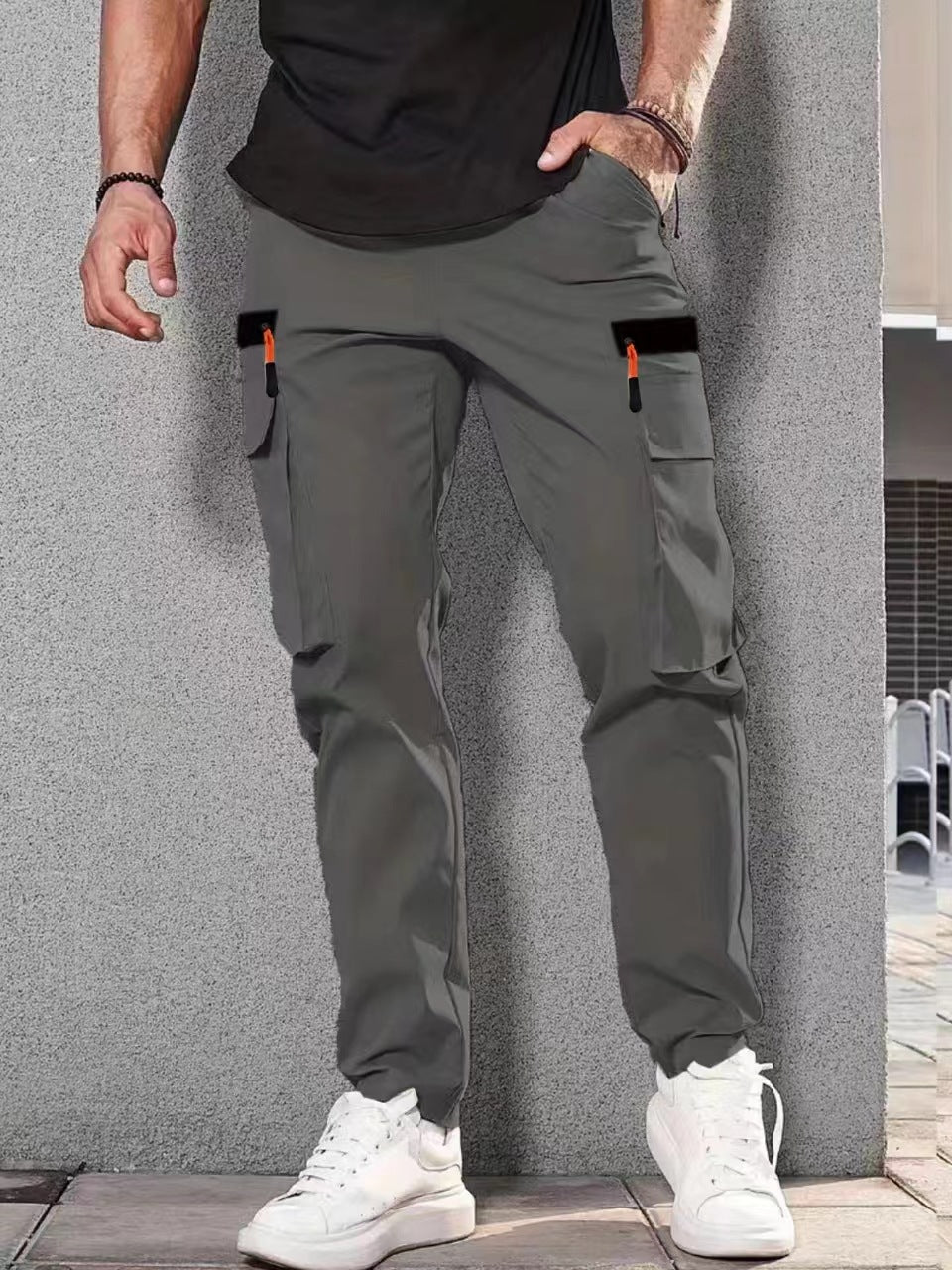 Herren Slim‑Tapered Utility‑Cargohose mit elastischem Bund, Kordelzug & Mehrfachklapptaschen Nord Taschen