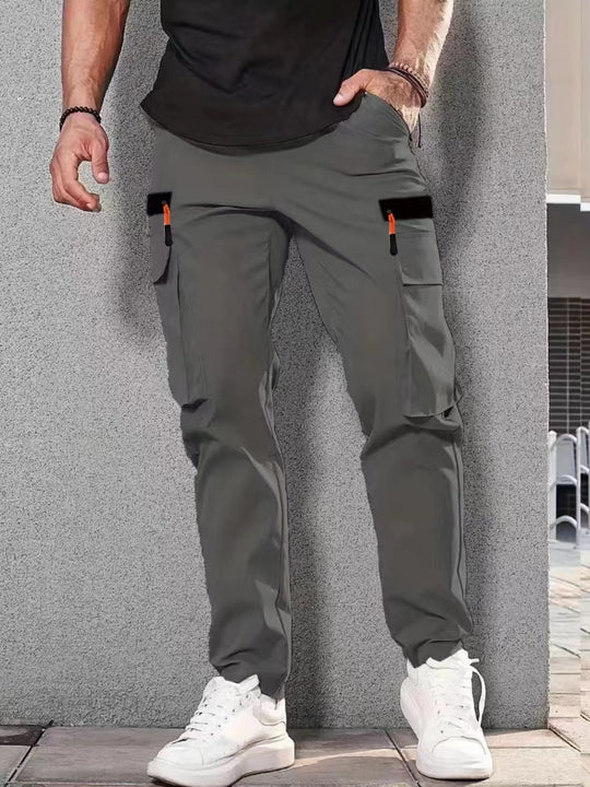 Herren Slim‑Tapered Utility‑Cargohose mit elastischem Bund, Kordelzug & Mehrfachklapptaschen Nord Taschen