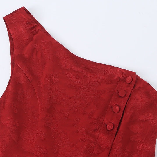 Damen Ein-Schulter Jacquard-Top mit Taillenband und Zierschleife Nord Taschen