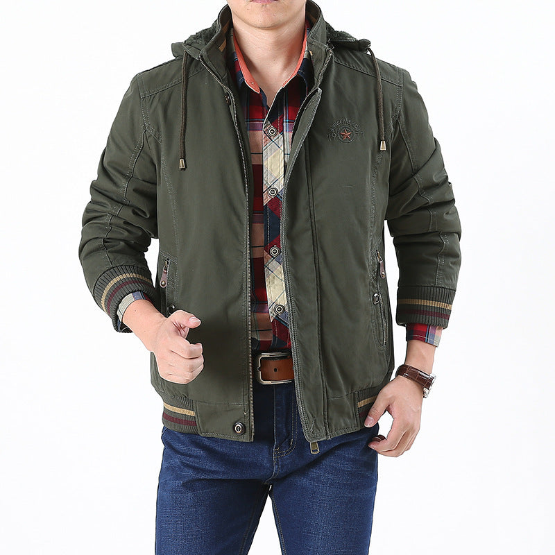 Herren Leichtgewichtige Utility-Bomberjacke mit Teddyfutter und Kapuze Nord Taschen