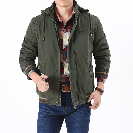 Herren Leichtgewichtige Utility-Bomberjacke mit Teddyfutter und Kapuze Nord Taschen