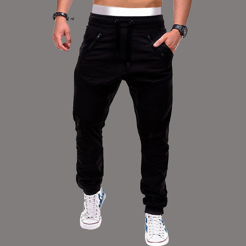 Herren modische Jogginghose mit elastischem Bund und seitlichen Reißverschlusstaschen