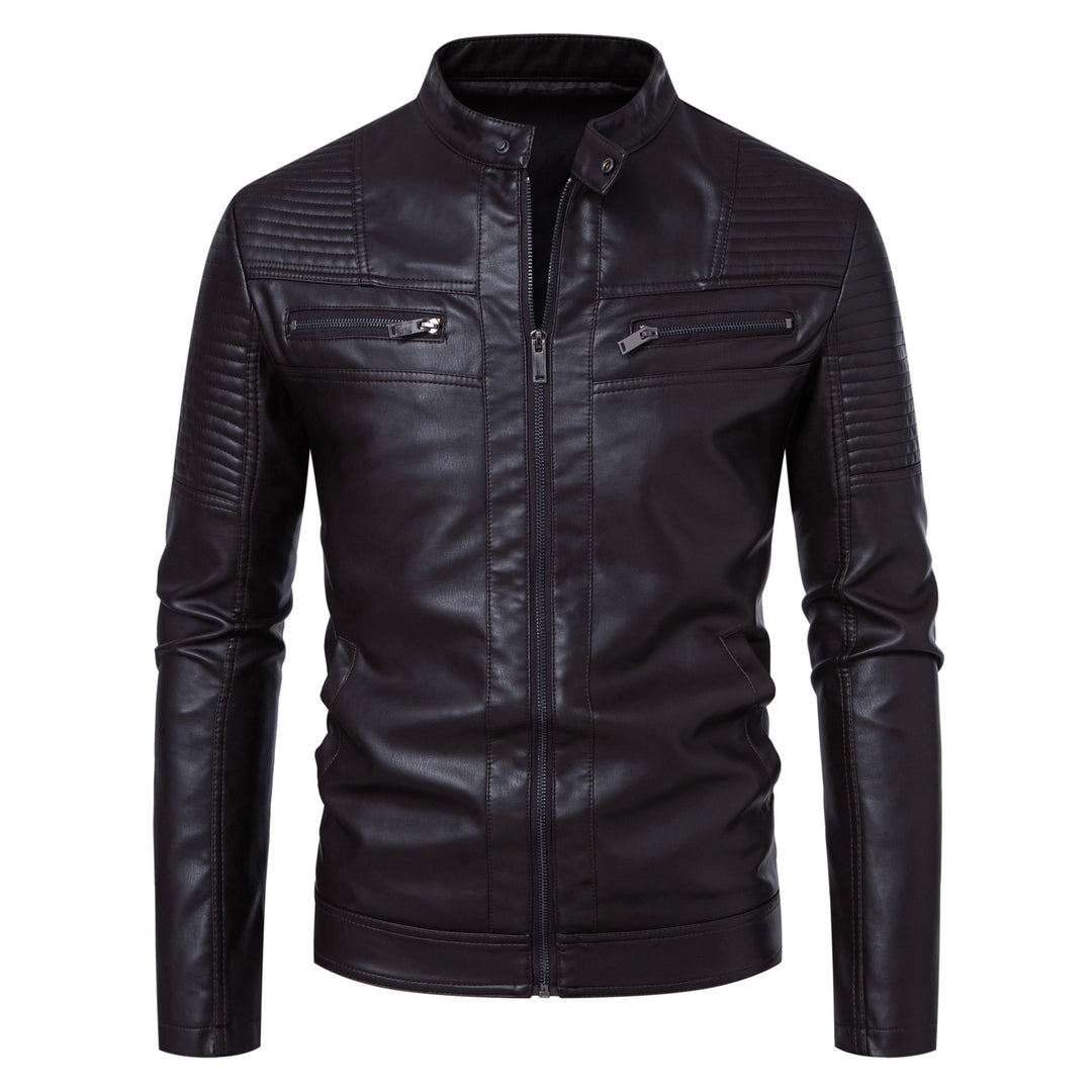 Herren Modische und derbe Lederjacke Nord Taschen