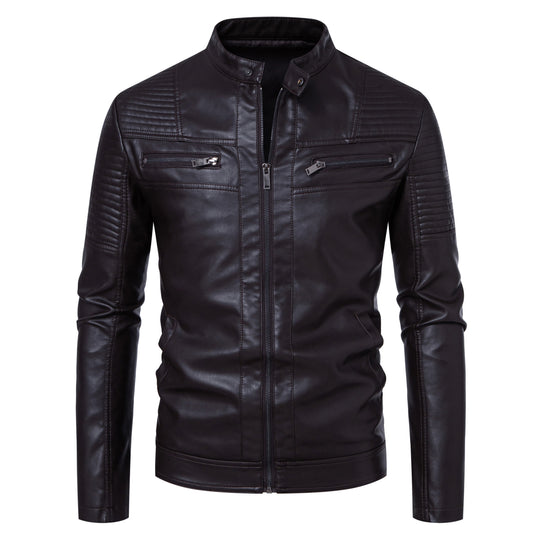 Herren Modische und derbe Lederjacke Nord Taschen