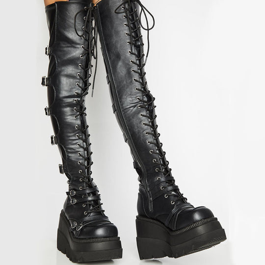 Damen Hochformatige Plateau-Stiefel mit modischem Reißverschluss und Schnür-Design - Vittorelli