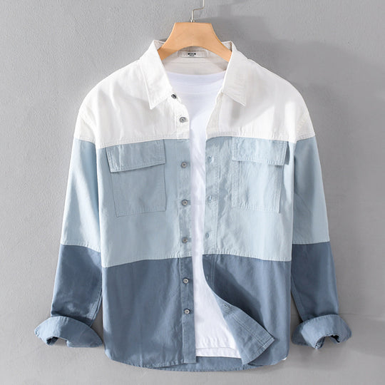 Herren Colorblock-Overshirt im Hemdjackenstil mit Brusttaschen und Relaxed-Fit Nord Taschen