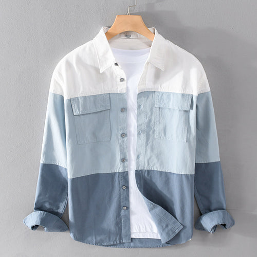 Herren Colorblock-Overshirt im Hemdjackenstil mit Brusttaschen und Relaxed-Fit Nord Taschen