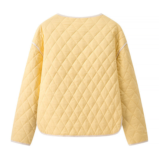 Damen gesteppte Kurzjacke mit Diamantstepp, kontrastierter Paspel und abgerundetem Saum Nord Taschen