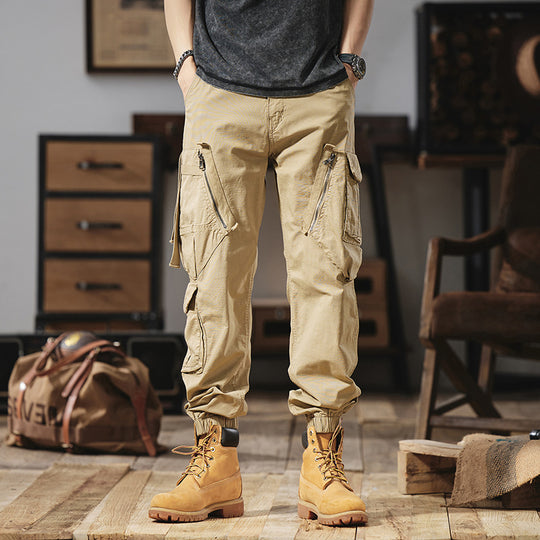 Herren Multitaschen-Cargohose mit Reißverschlusstaschen und elastischem Beinabschluss Nord Taschen