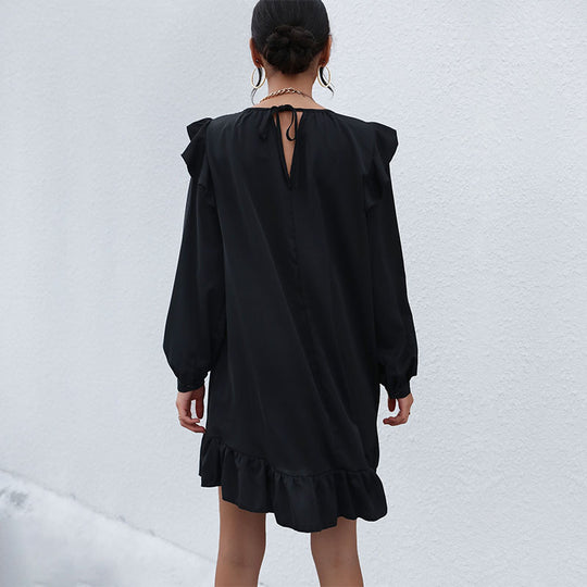 Damen A-Linien Minikleid mit Volantärmeln und Rüschensaum Nord Taschen