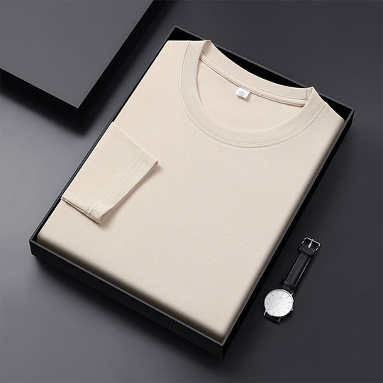 Herren Langarmshirt aus Premium-Baumwollmix mit Rundhalsausschnitt und feiner Rippstruktur Nord Taschen