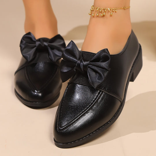 Damen Spitz zulaufende Loafer mit dekorativer Satin-Schleife und flachem Blockabsatz Nord Taschen