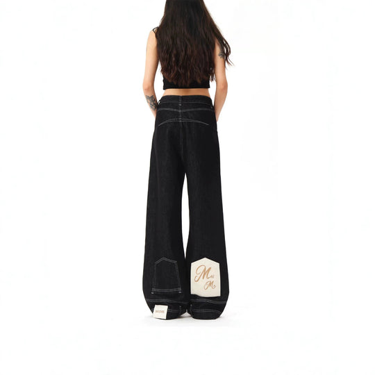 Damen Hochtaillierte Jeans mit weitem Bein Nord Taschen